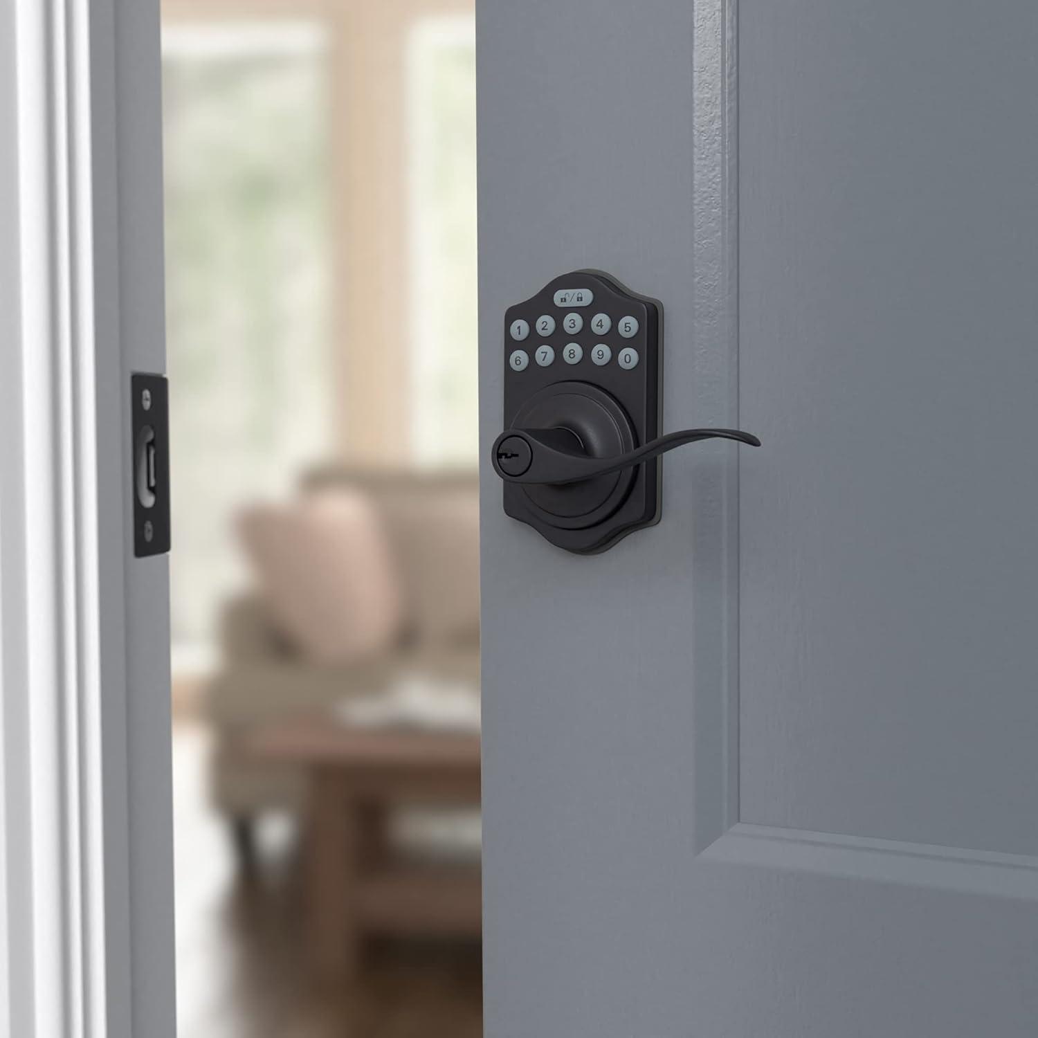 Matte Black Electronic Keypad Entry Lever Door Lock