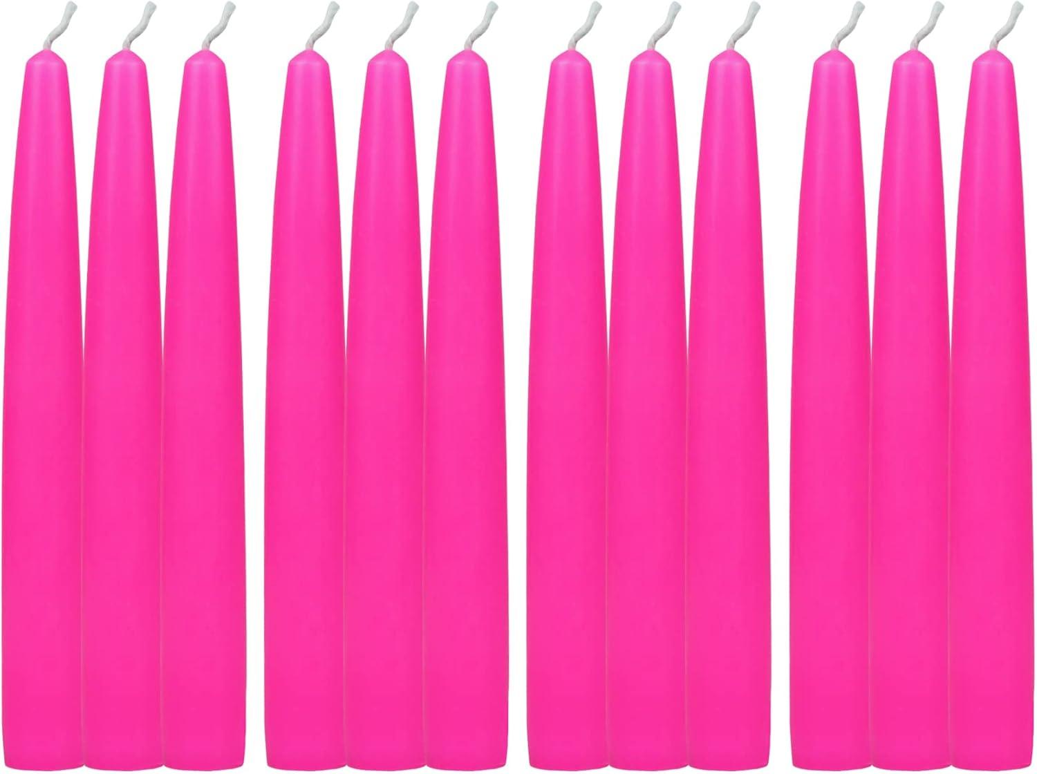 Zest Candle 12-Piece Taper Candles, 6-Inch, Hot Pink