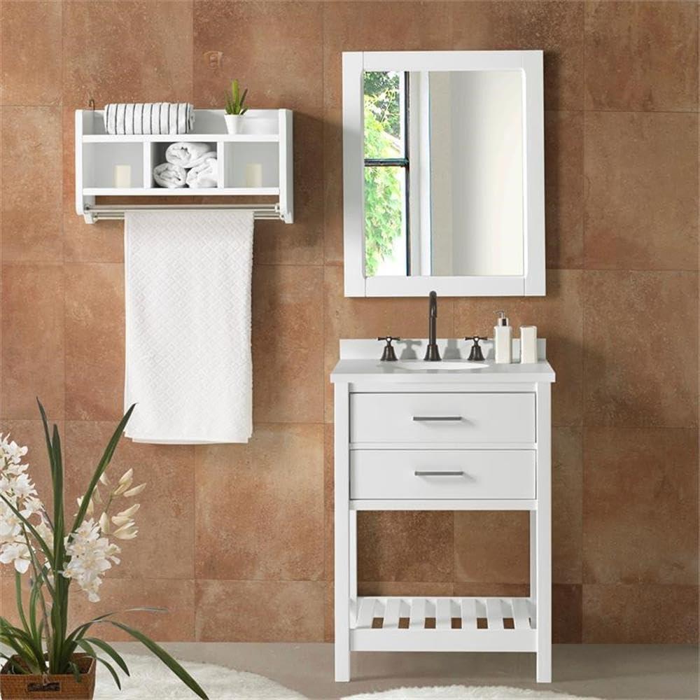 Harrison 24"W Modern Shaker Soft Close Doors Vanity Cabinet With Drawers And Open Storage Shelf