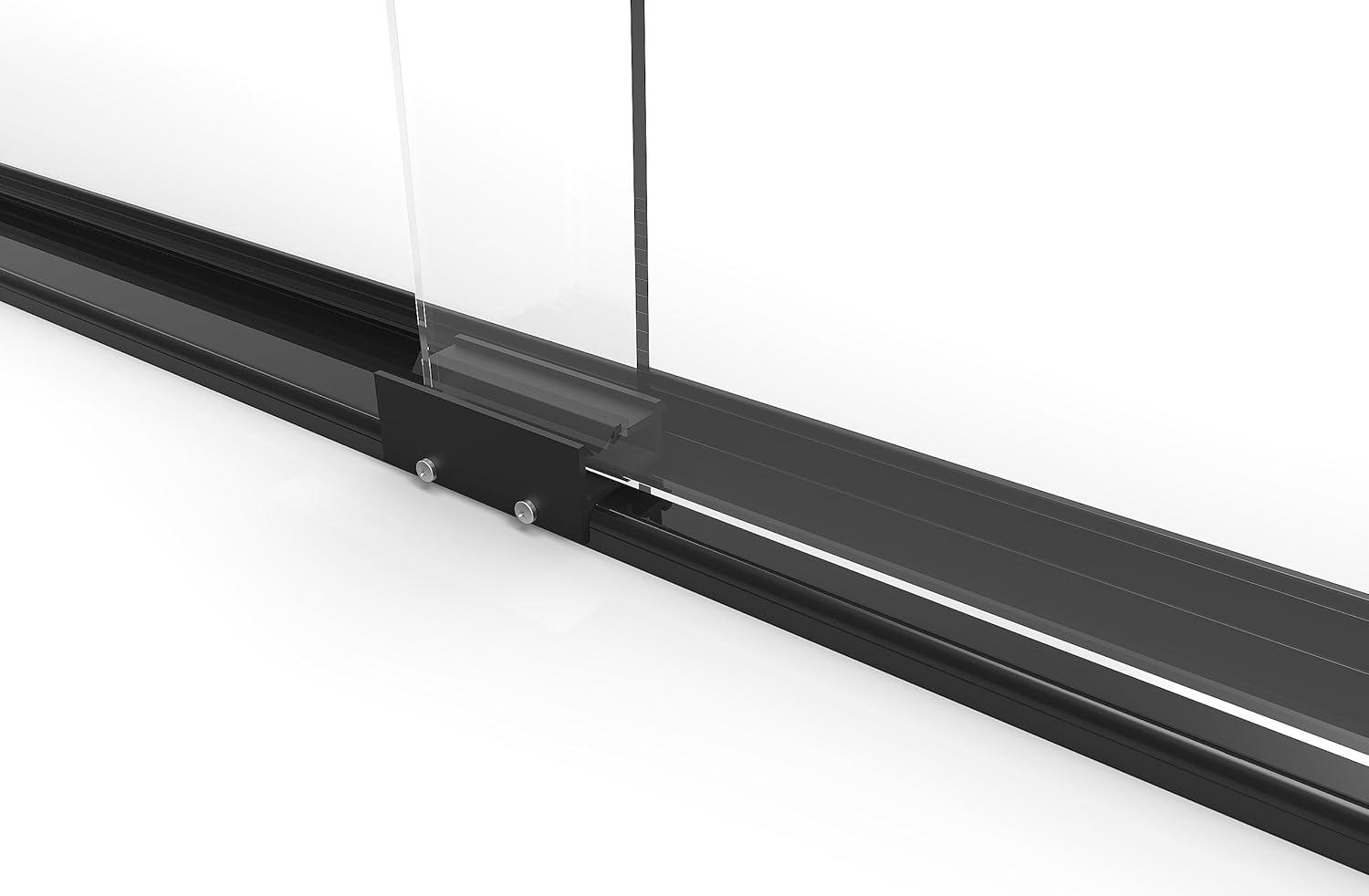 Rotolo Semi-Frameless Sliding Corner Shower Enclosure Door, 44-48 in. W, 76 in. H, Clear Glass in Matte Black