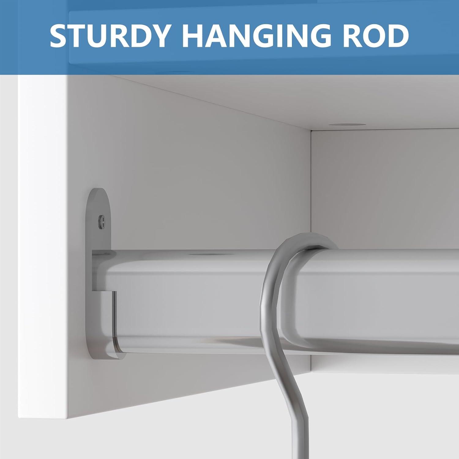 25.5 in. White Walk-in Modular Double Hanging Tower Unit with 1-Shelf, Wall Mount Wood Closet System