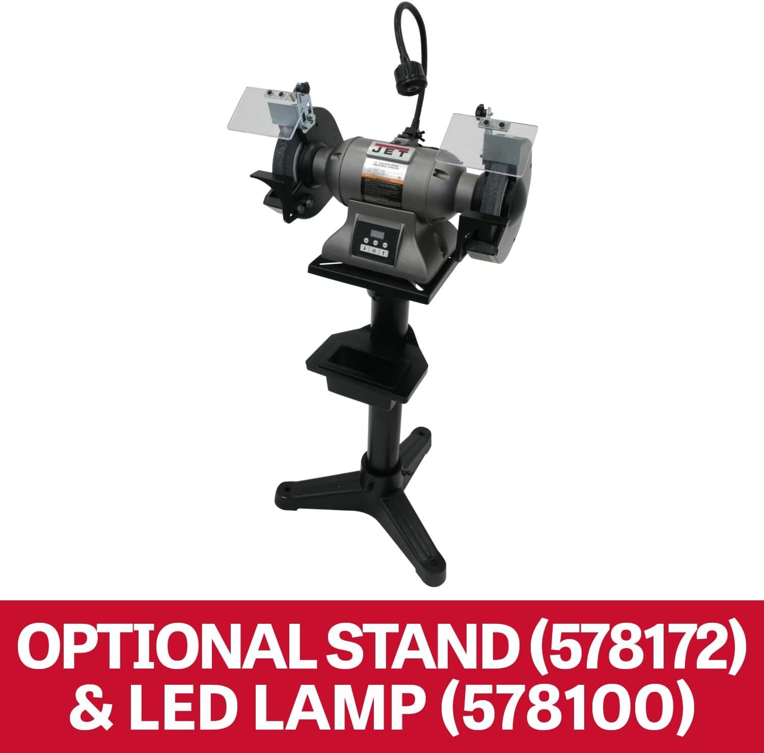 JET 8-Inch Variable Speed Industrial Bench Grinder with Casted Body