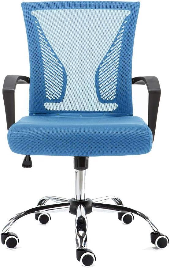 Homehours -Back Office Task Chair - Ergonomic Back Supporting Mesh Back Desk Chair (Black/Blue)