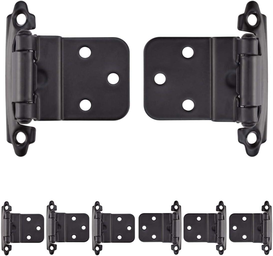 Matte Black Self-Closing Inset Cabinet Hinges with Screws