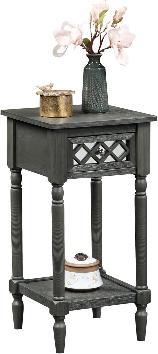 Wirebrush Dark Gray Pine Wood Accent Table with Storage