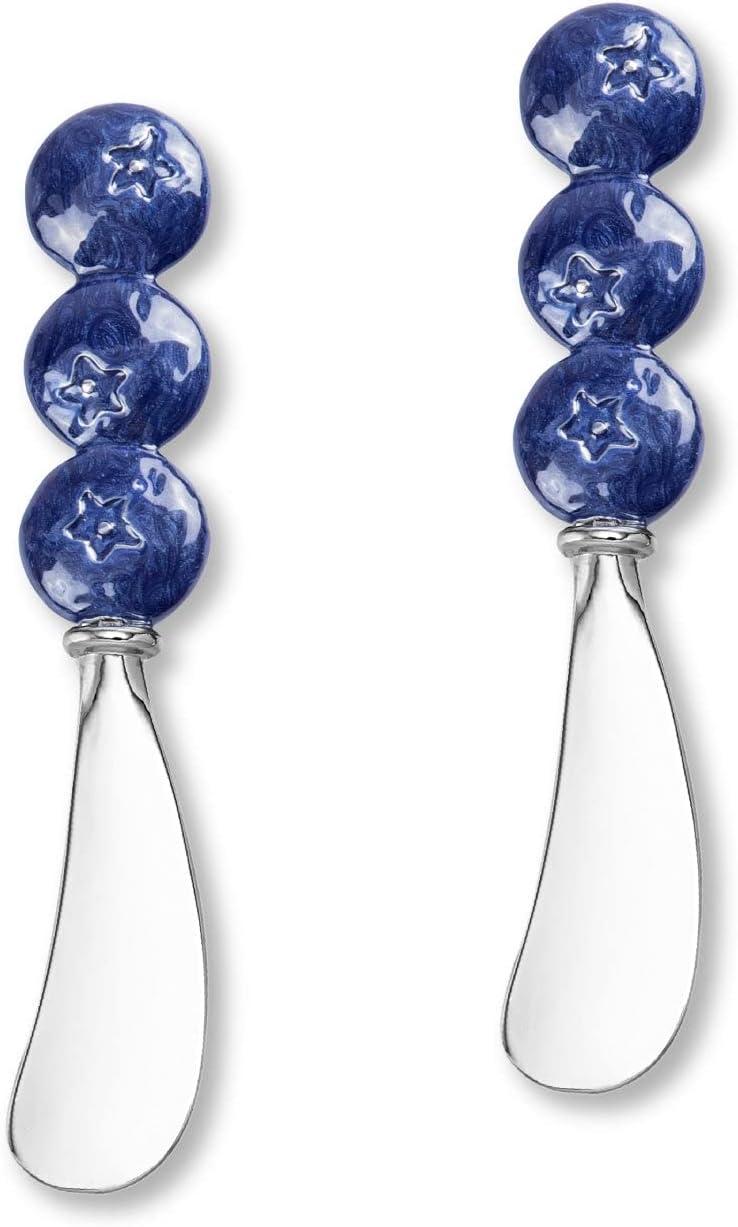 Mr. Spreader 2-Piece Cheese Spreaders Zinc Alloy Butter Spreader Knife Set, Blueberry Handle Multipurpose Cheese Spreader for Cheese and Butter, Kitchen Gadgets