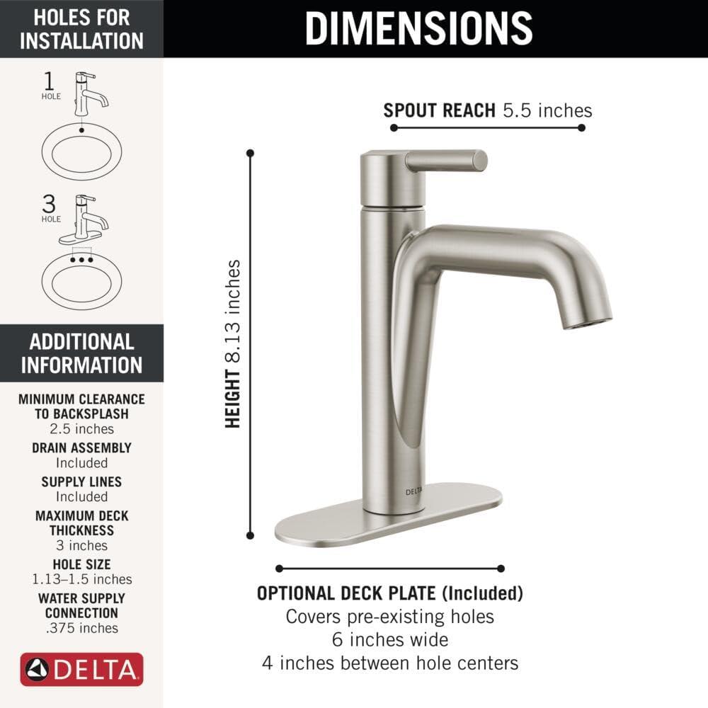 Nicoli Single Hole Bathroom Faucet with Drain Assembly, Single Handle Bathroom Sink Faucet