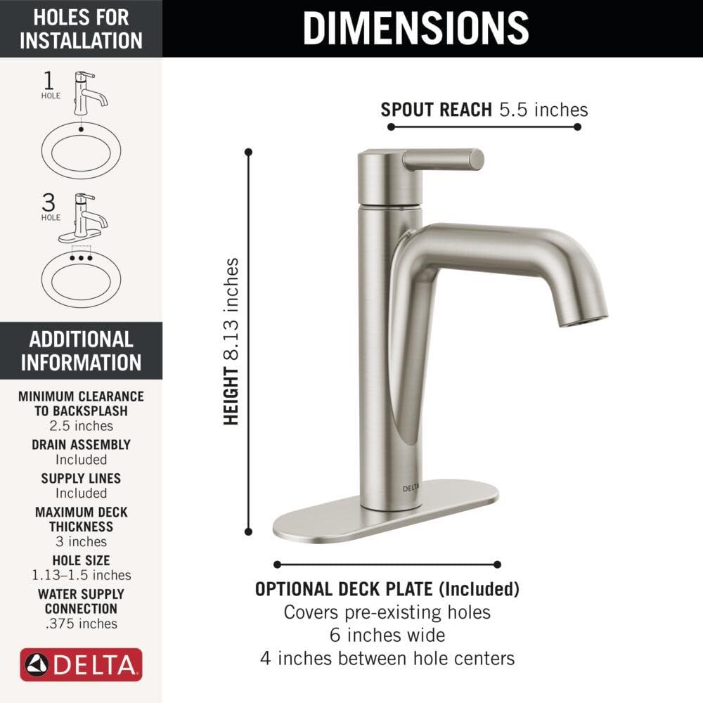 Nicoli Single Hole Bathroom Faucet with Drain Assembly, Single Handle Bathroom Sink Faucet