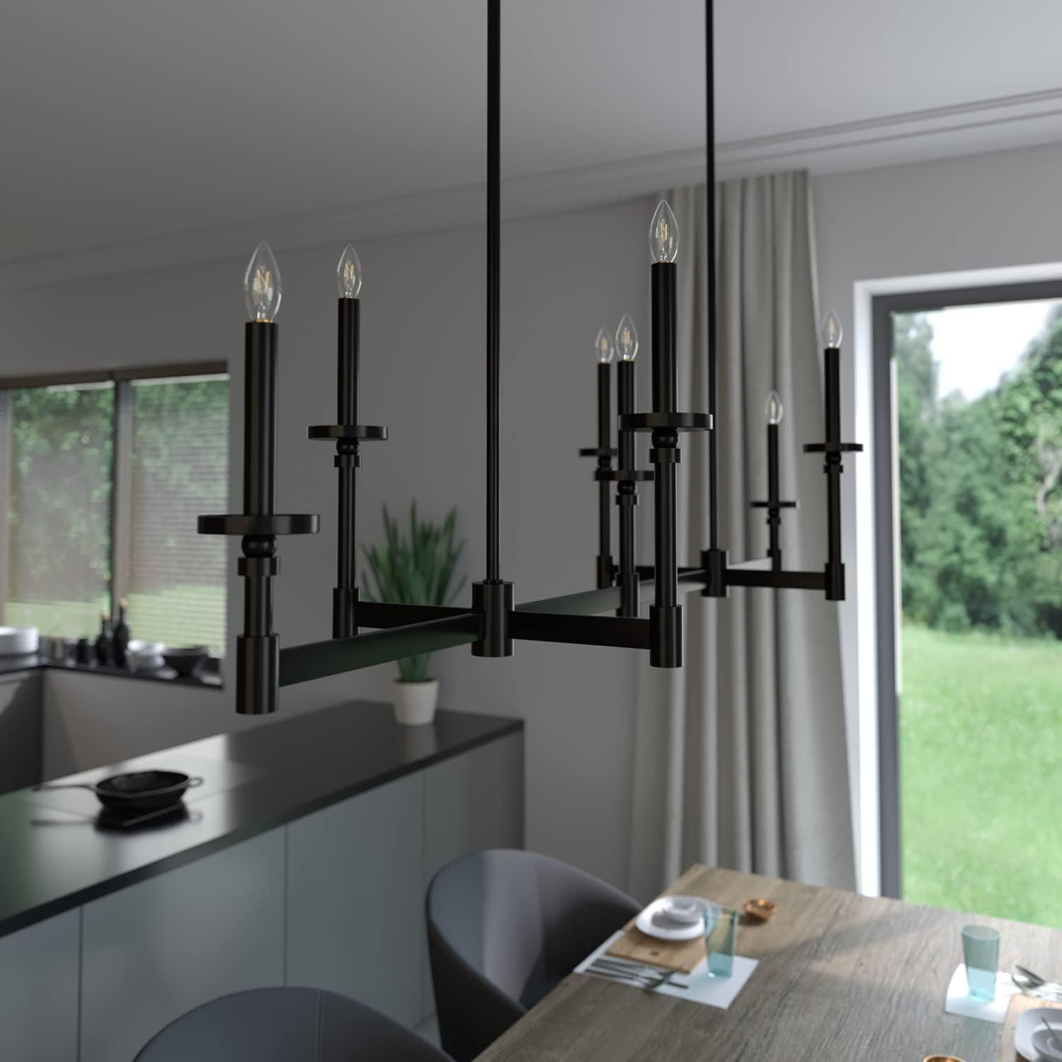 Briargrove Matte Black 7-Light Modern Linear Candle Chandelier