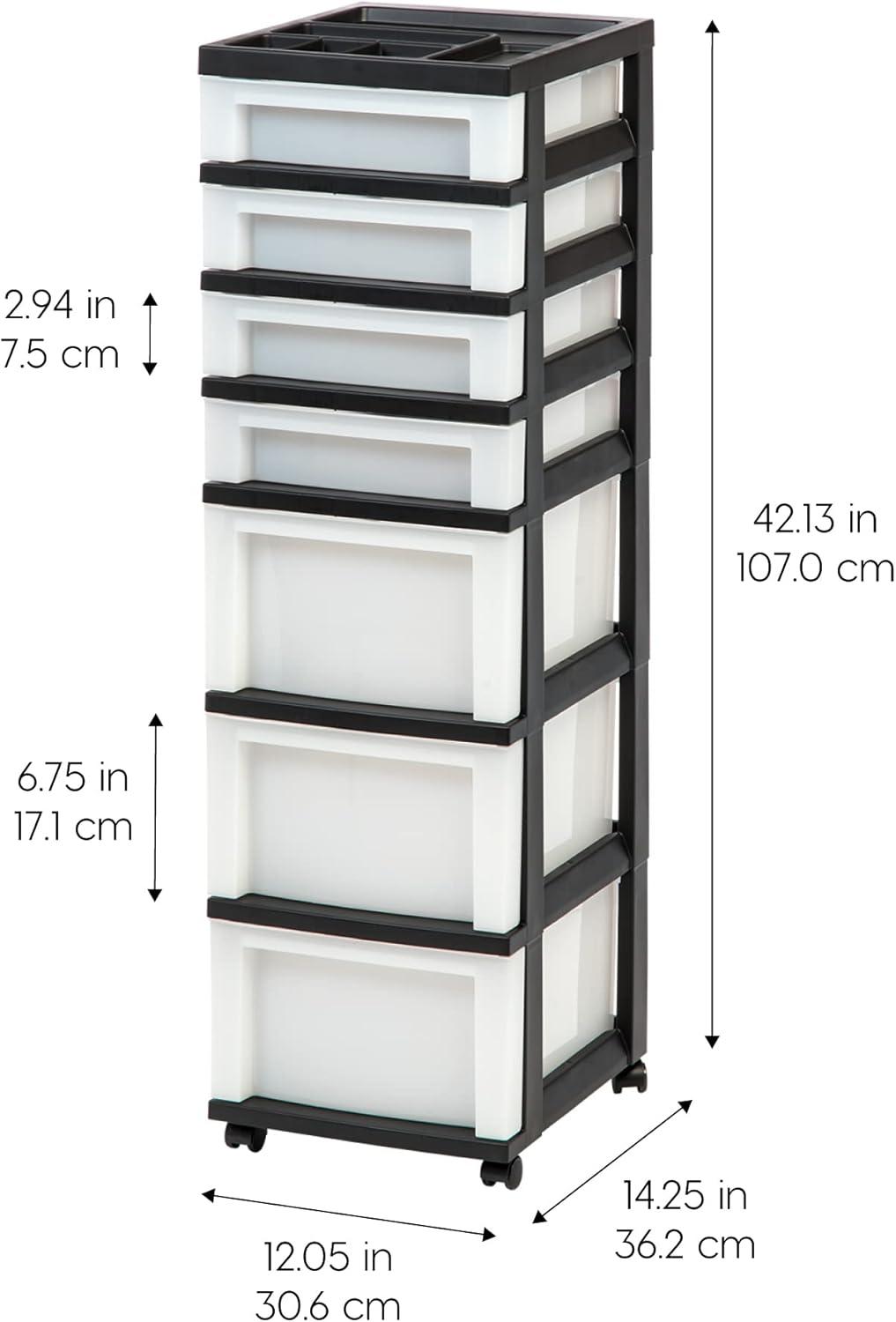 IRIS USA Plastic Rolling Storage Drawer Cart