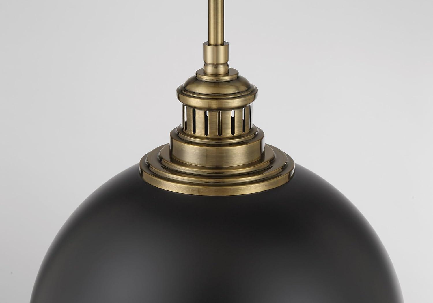 Coal and Oxidized Aged Brass Glass Orb Pendant Light