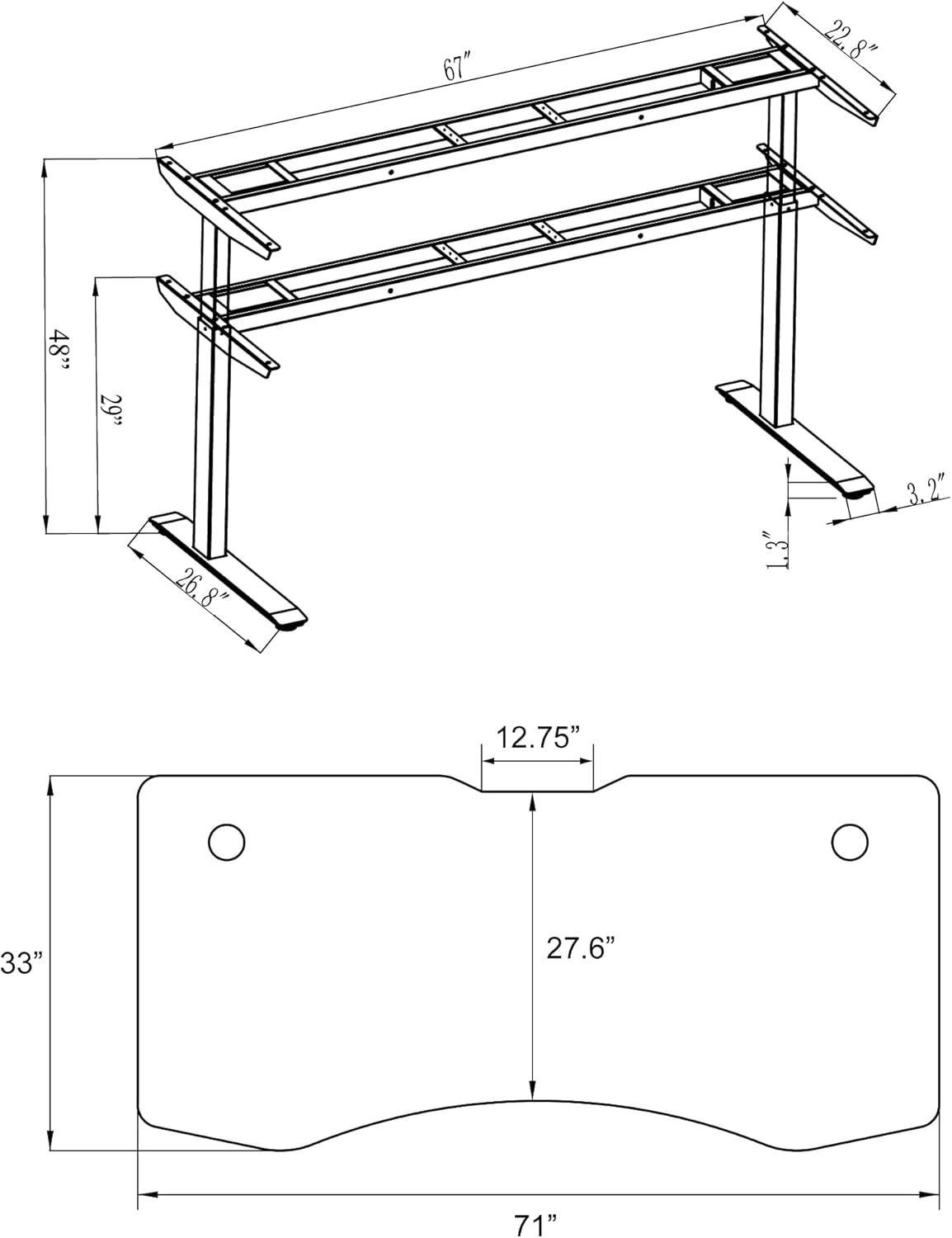 ApexDesk Elite Pro Series 71" x 33" Electric Height Adjustable Stand up Desk, Sit Stand Home Office Desk, Computer Desk - Curved Teakwood