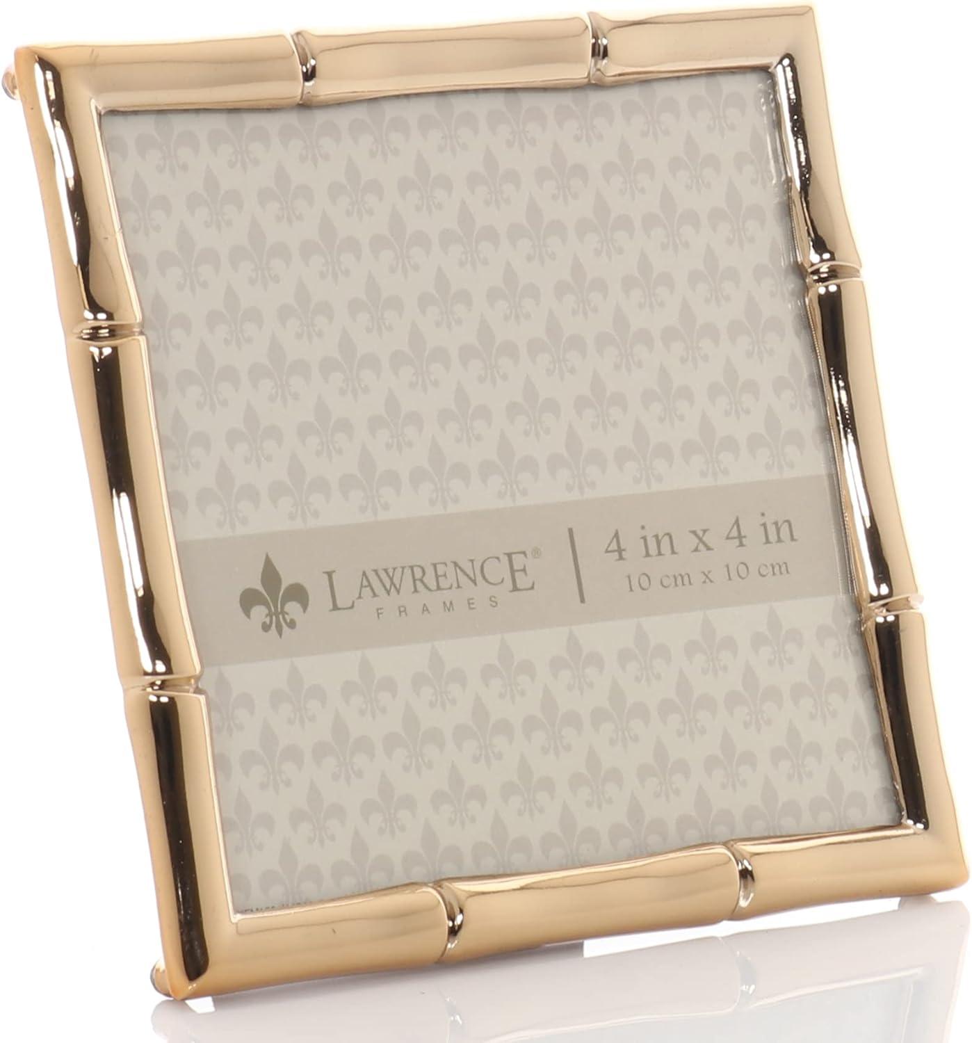 Lawrence Frames 8x10 Black Polished Metal Picture Frame with Bamboo Design, or 5x7 with Included Mat Black Smoke 8x10 (5x7 Mat)