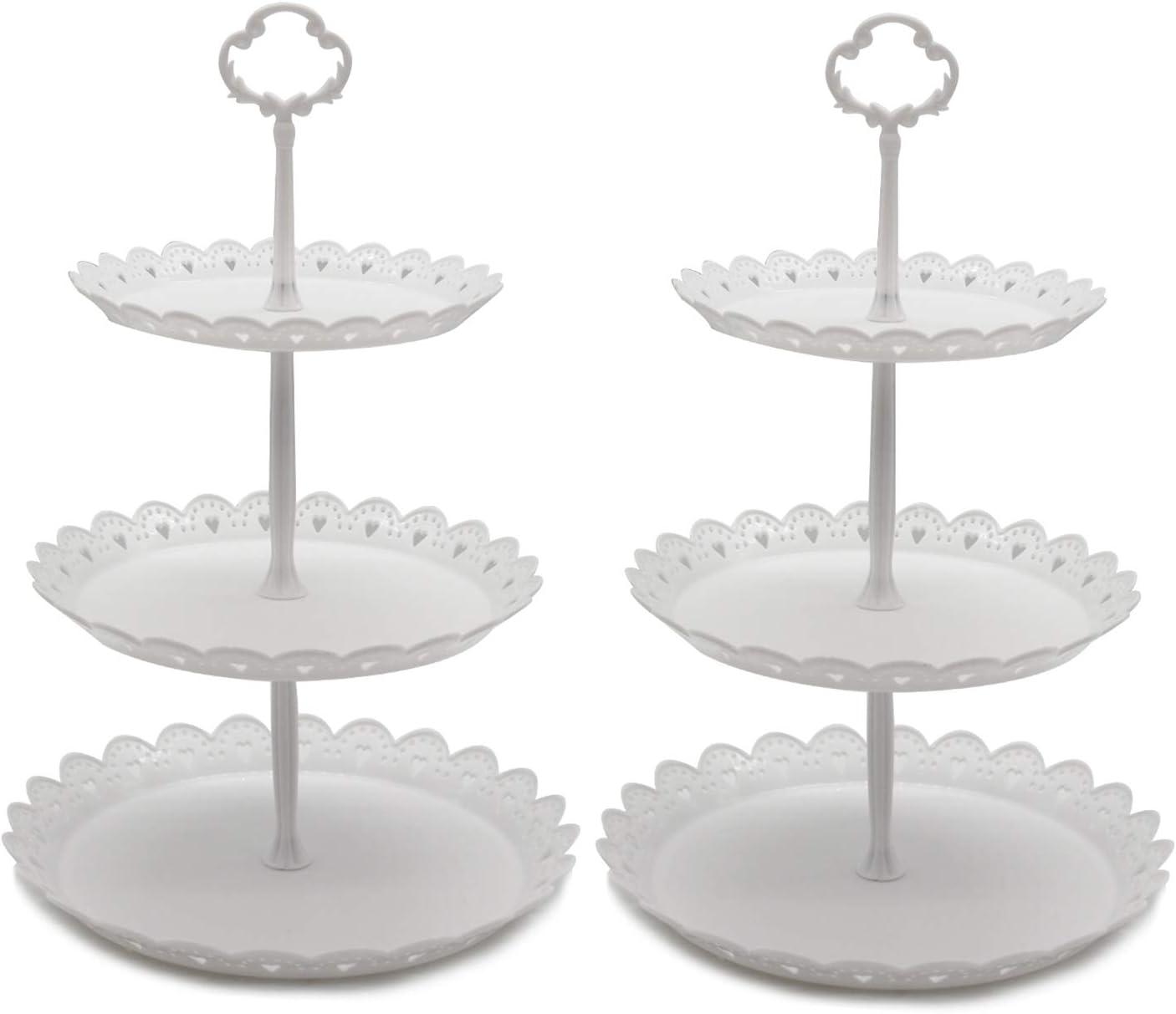 FANCHANGK Clearance Fruit Plate 2 Pcs 3 Tier Cupcake Stand Fruit Plate Cakes for Wedding Home Birthday Tea Party Serving Platter(White)