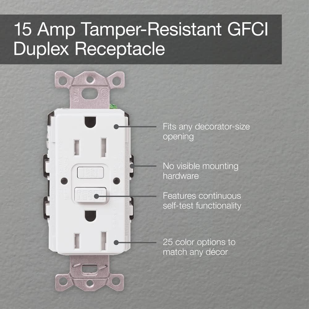 White Tamper Resistant GFCI Receptacle with Indicator Light and Wall Plate