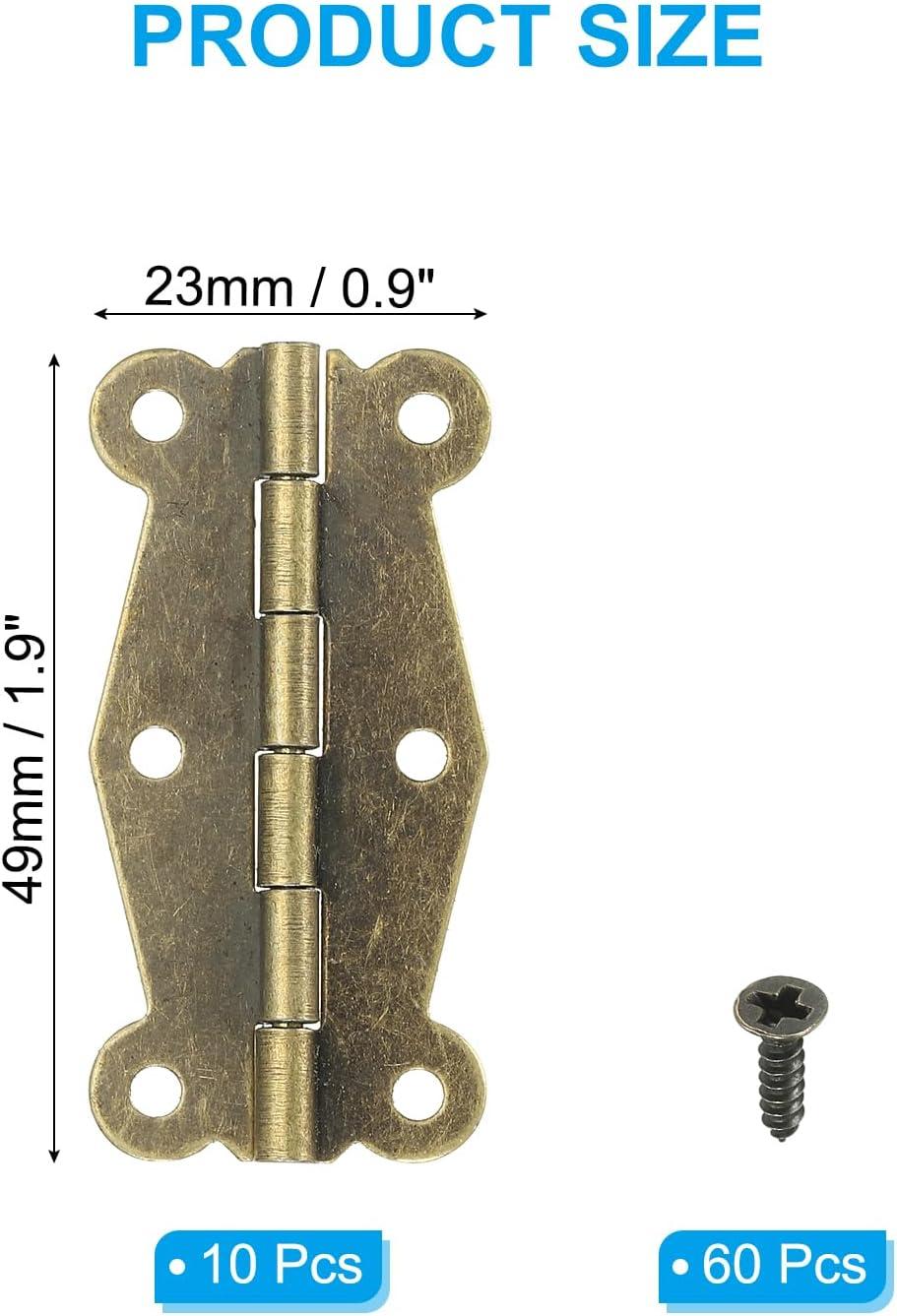 Uxcell Small Box Hinges 2 Inch, 10 Pack 180-Degree Butterfly Decorative Hinges Jewelry Box Hardware, Gold