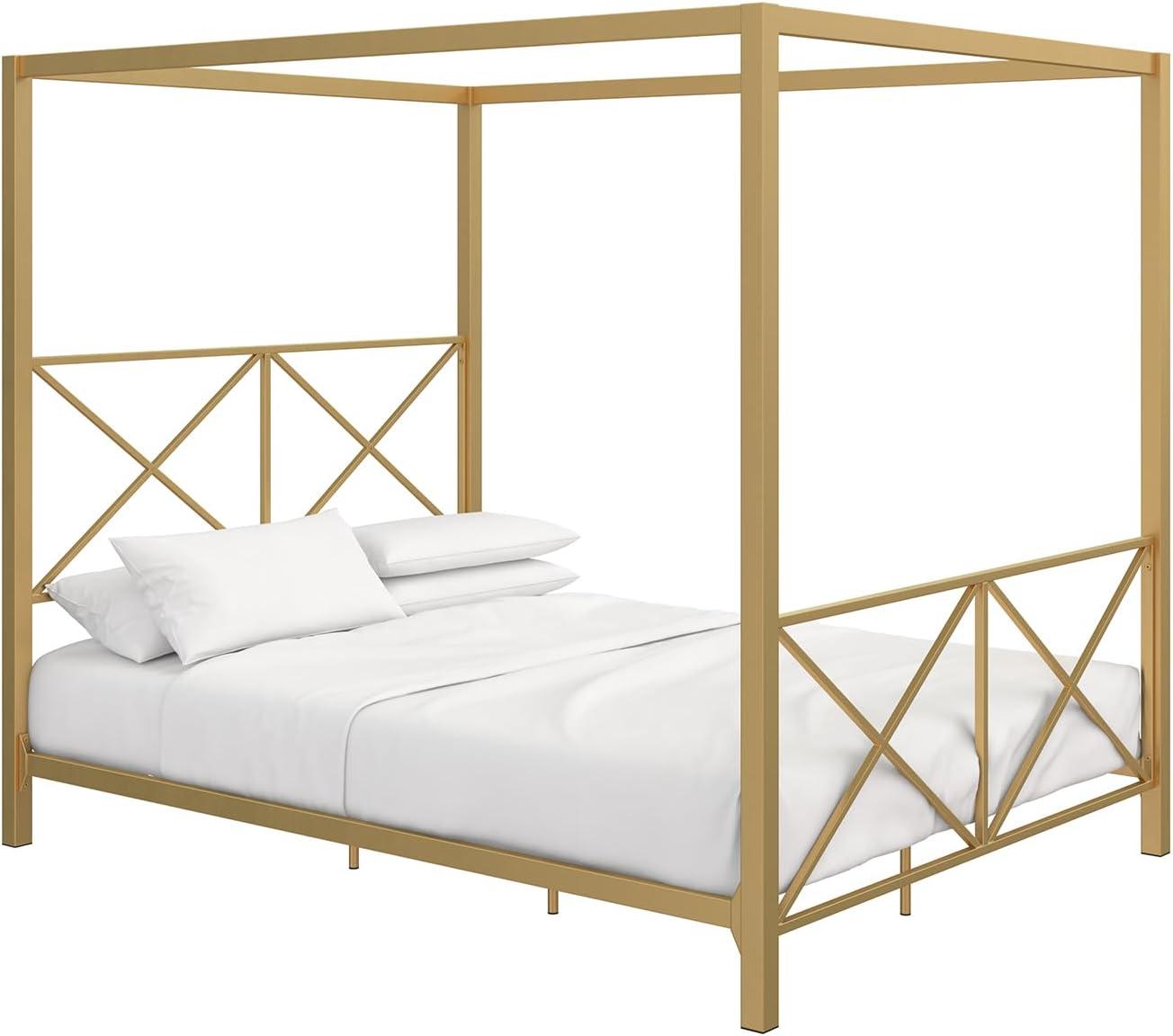 DHP Rosedale Metal Canopy Poster Bed Frame, Full, Gold