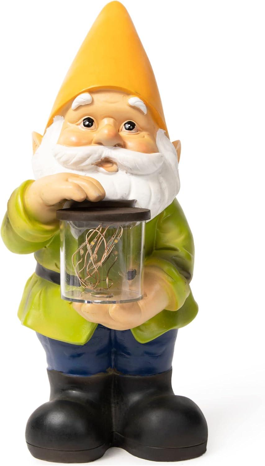 VP Home Firefly Jar Gnomes - Outdoor Garden Gnome with Solar Light - Durable Garden Decorations for Yard, Lawn, Patio - 10.5H x 7W x 5.5D - Weather-Resistant Gnome Statue