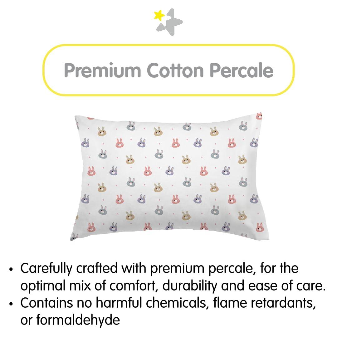 BreathableBaby Cotton Percale Pillowcase, For 13" x 18"/33 x 46 cm Toddler Pillow, Rabbits (2-Pack)
