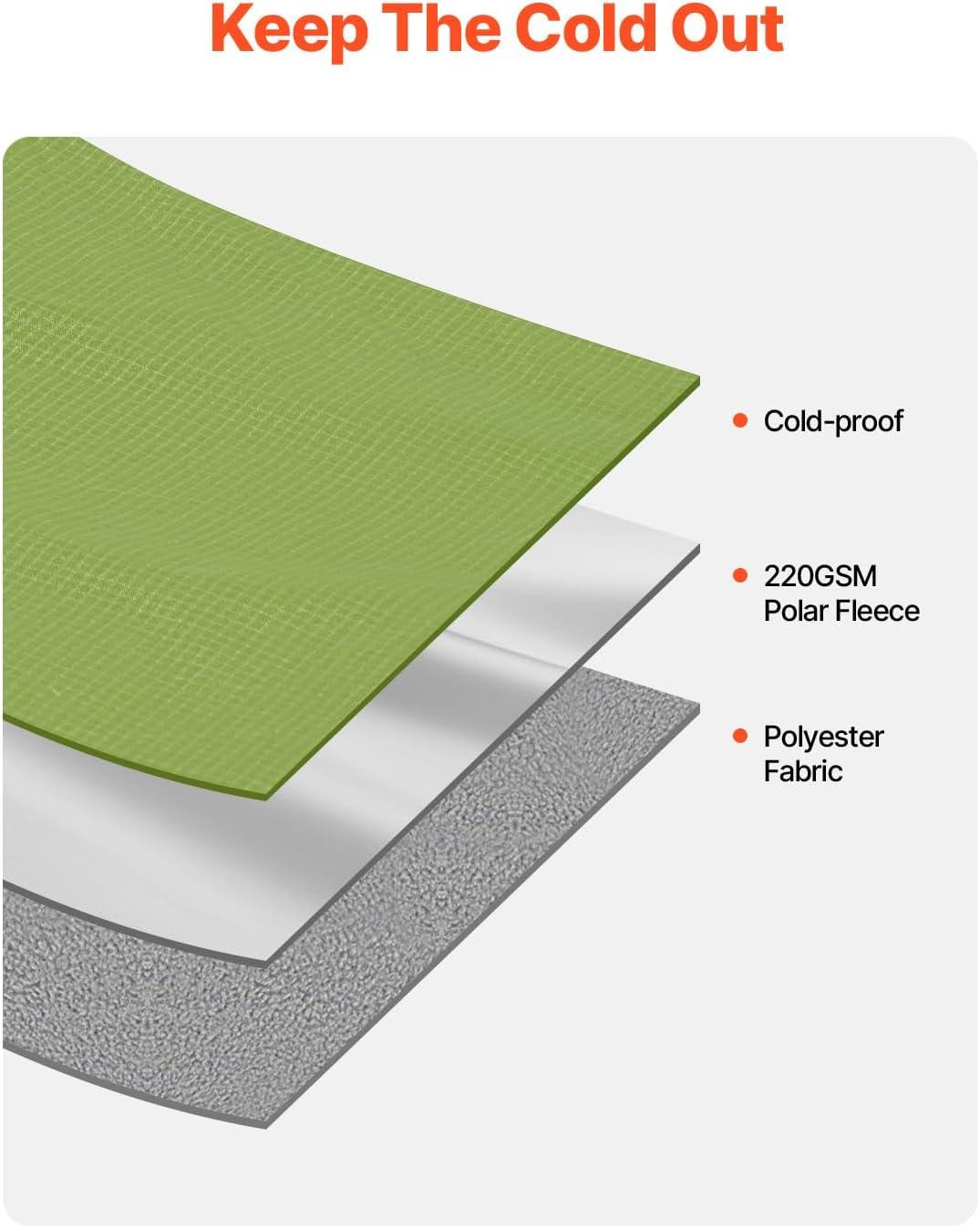 VEVOR Camping Blanket, Large Warm Wearable Stadium Blanket, Waterproof & Windproof, Polyester Fleece, Flame Retardant, 79" x 59", Army Green