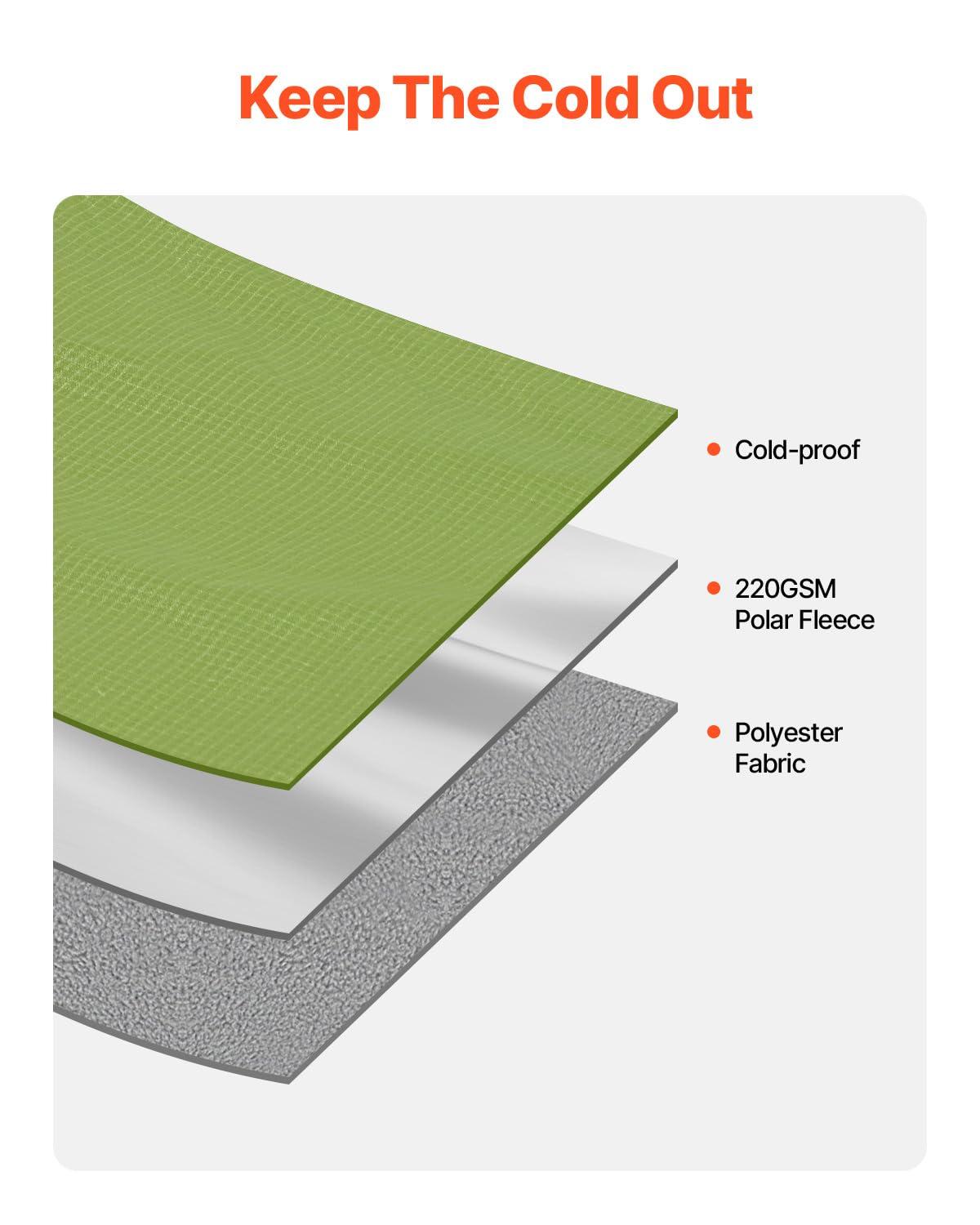 VEVOR Camping Blanket, Large Warm Wearable Stadium Blanket, Waterproof & Windproof, Polyester Fleece, Flame Retardant, 79" x 59", Army Green