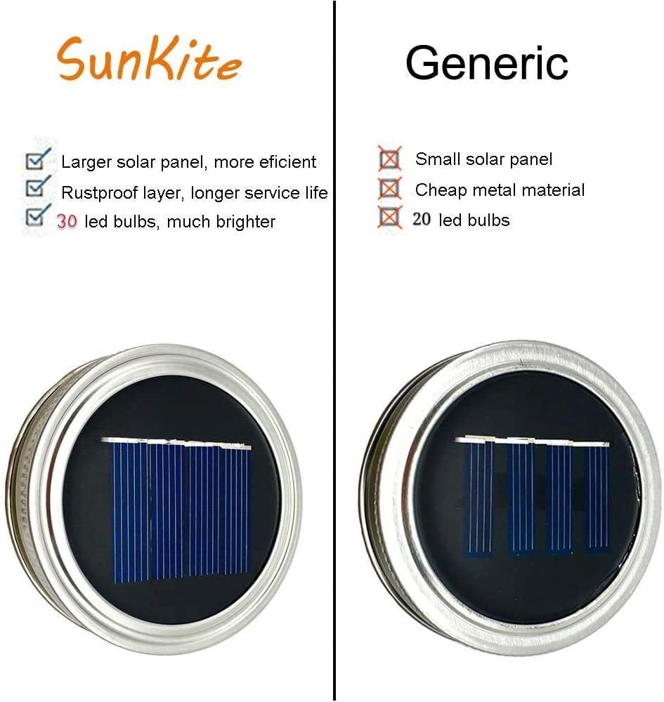 ZNYCYE Mason Jar Solar Lights for Outside, 12 Pack 30 LED Fairy Firefly Lights Mason Jar Solar Lids Outdoor Waterproof String Lights with Hangers(NO JARS) for Patio Garden Yard Lawn Decor - Warm White