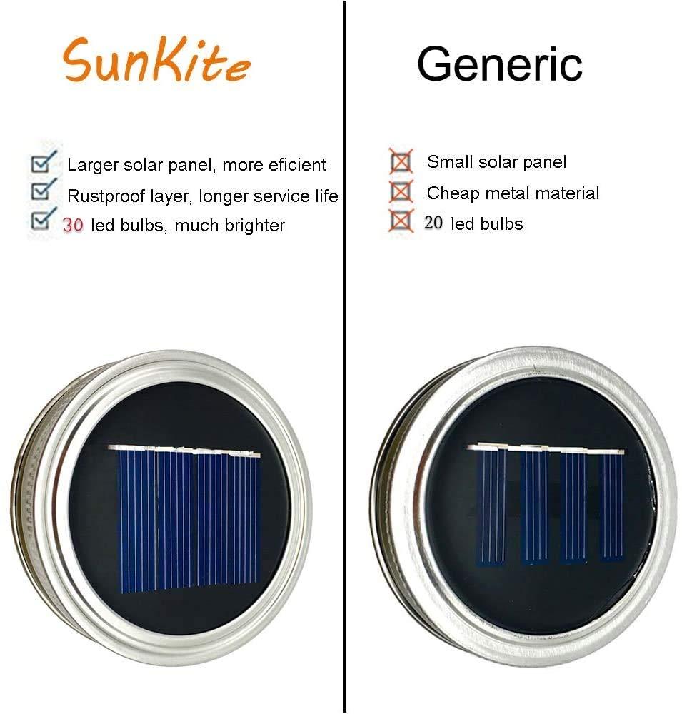 ZNYCYE Mason Jar Solar Lights for Outside, 12 Pack 30 LED Fairy Firefly Lights Mason Jar Solar Lids Outdoor Waterproof String Lights with Hangers(NO JARS) for Patio Garden Yard Lawn Decor - Warm White