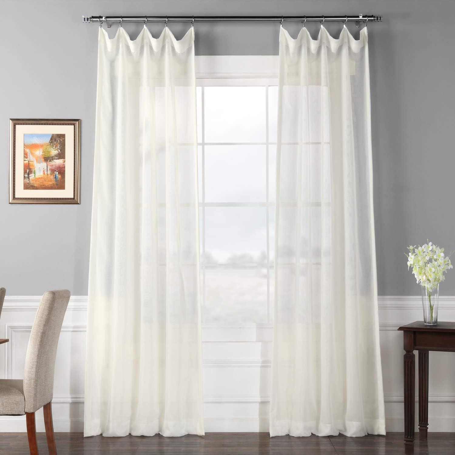 Off White Double Layered Sheer Polyester Rod Pocket Curtain