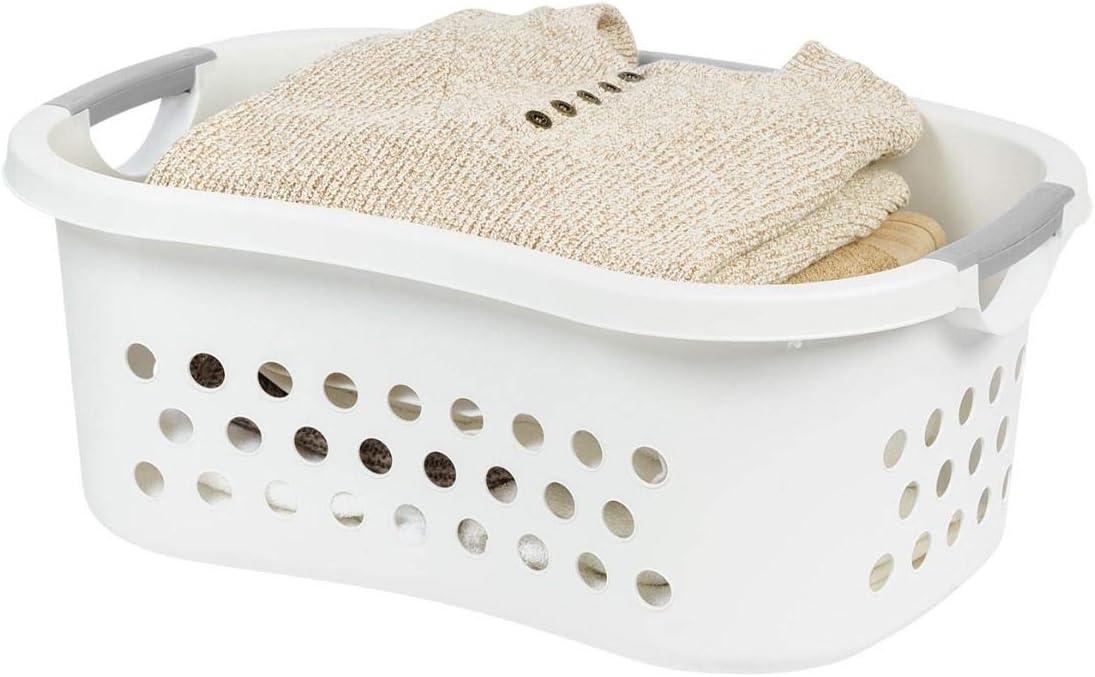 IRIS USA Laundry Basket 50L Large Plastic Hip Hold Hamper with Built-In Comfort Carry Handles, 3-Pack, 1.5 Bushel Hamper, Closet Laundry Room, White