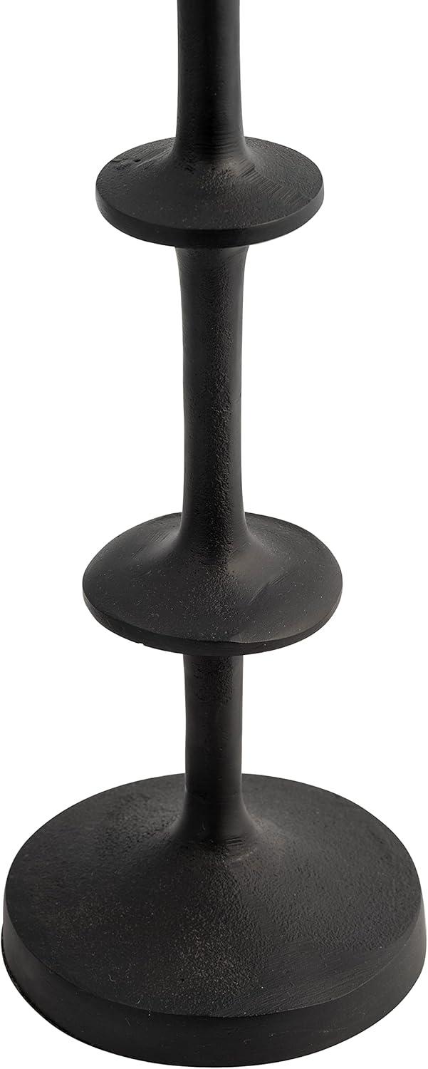 Black Aluminum Modern Floor Pillar Candleholder, 29 Inches