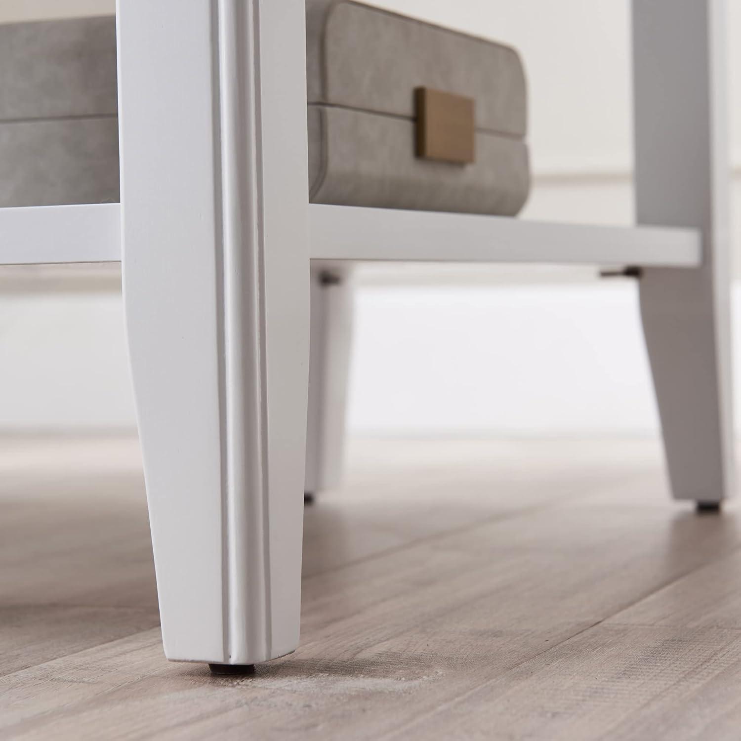 Laurent White Solid Wood Narrow End Table with Shelf