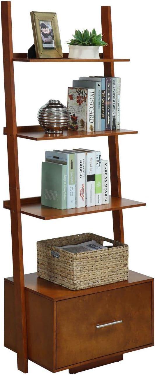 Convenience Concepts American Heritage Ladder Bookcase with File Drawer-Finish:Cherry