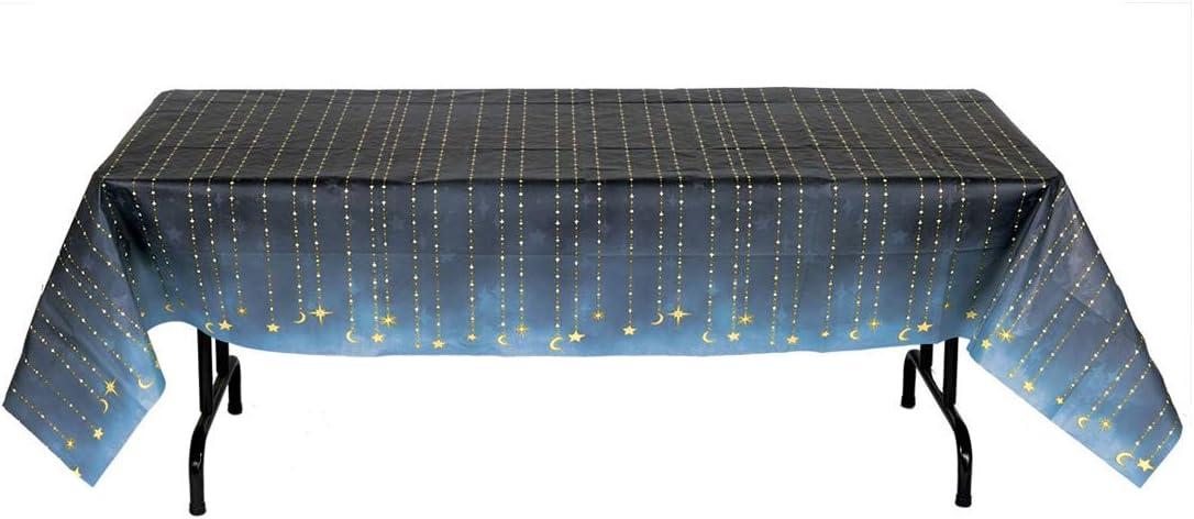 Starry Night Black and Blue Rectangular Paper Tablecover
