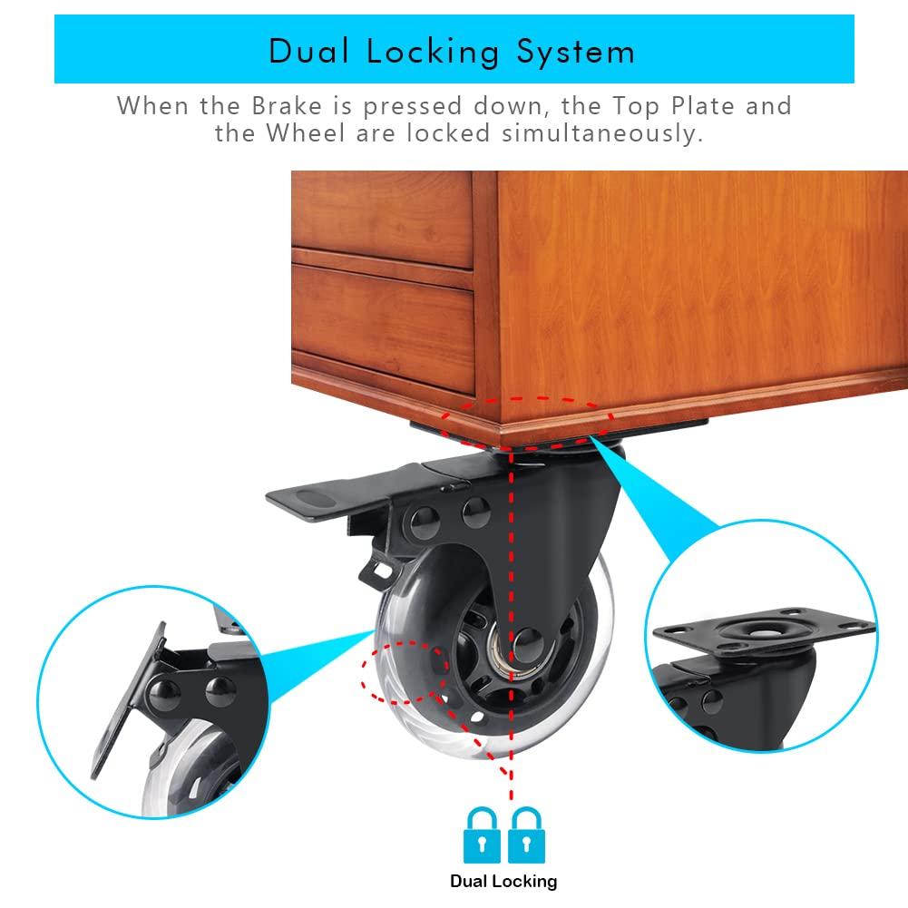 SKYSHALO PVC 3 in Swivel Casters, Orange, 4 Pack