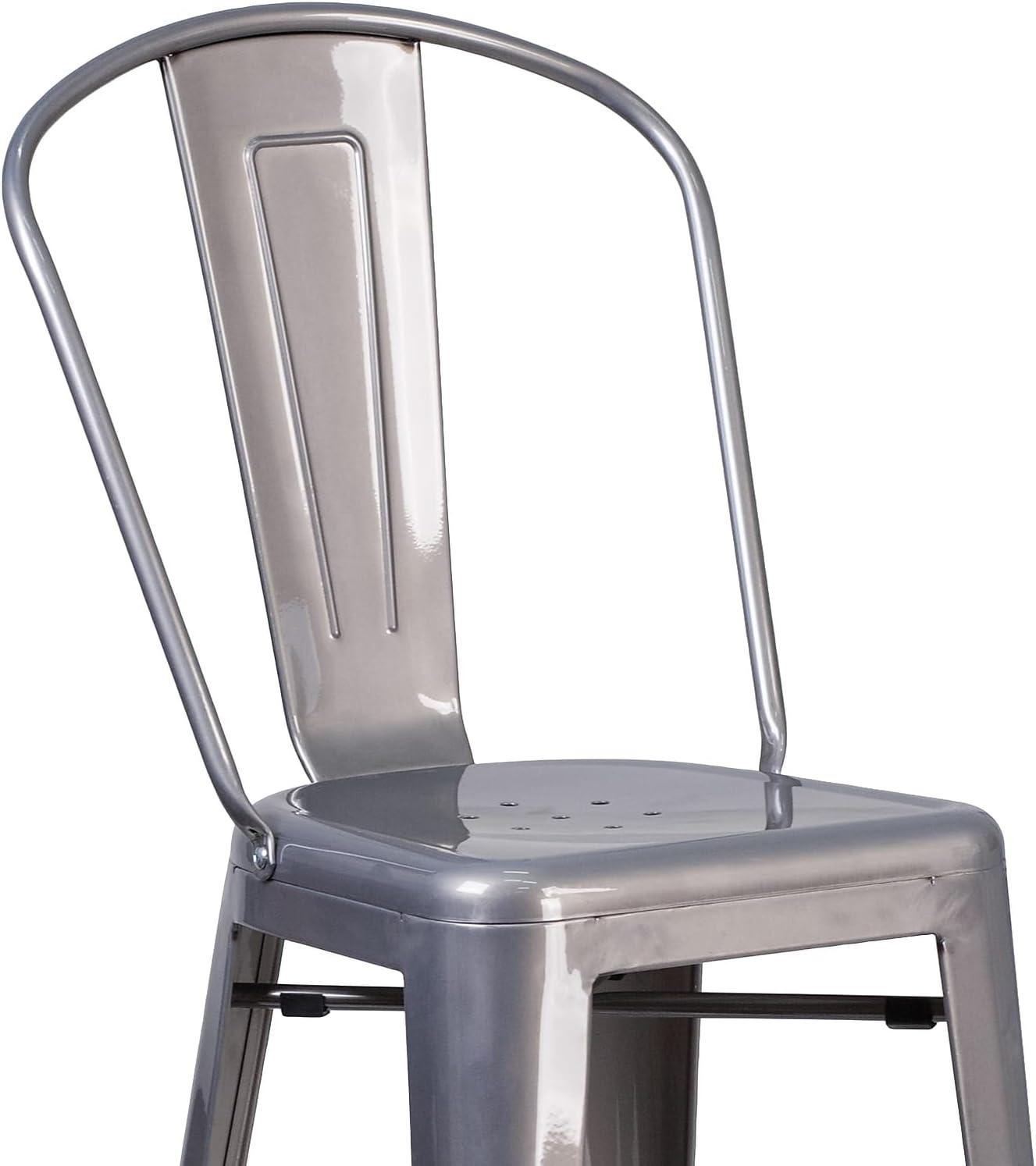 Flash Furniture 30'' High Clear Coated Indoor Barstool with Back