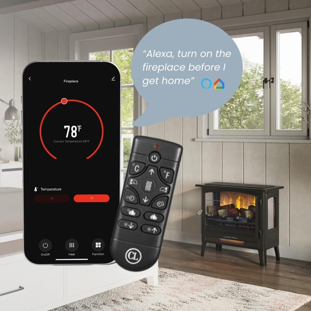Country Living Smart Infrared Electric Fireplace Stove Heater, Alexa and Google Home Compatible