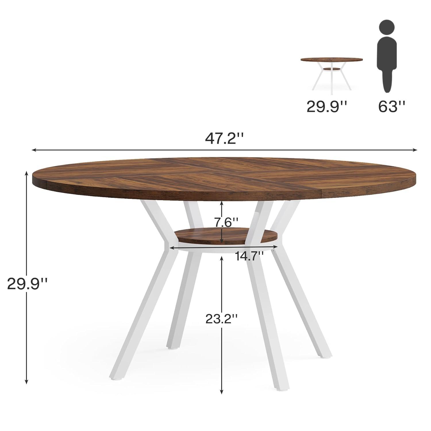 Tribesigns 47 Inch Round Dining Table, Modern Kitchen Table for 4, Small Dinner Table for Dining Room, Living Room, White (Only Table)
