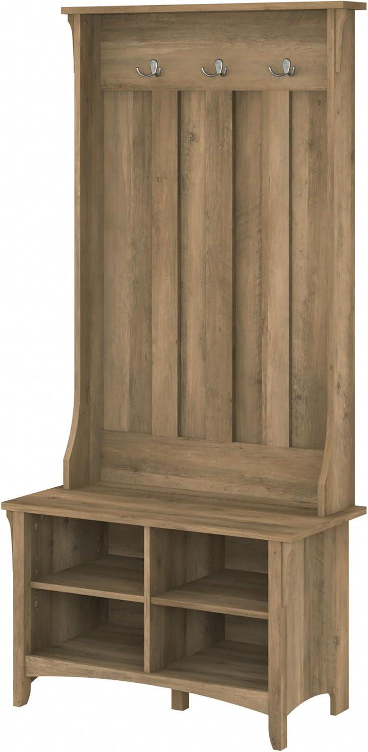 Bush Furniture Salinas Hall Tree with Storage Bench, Reclaimed Pine