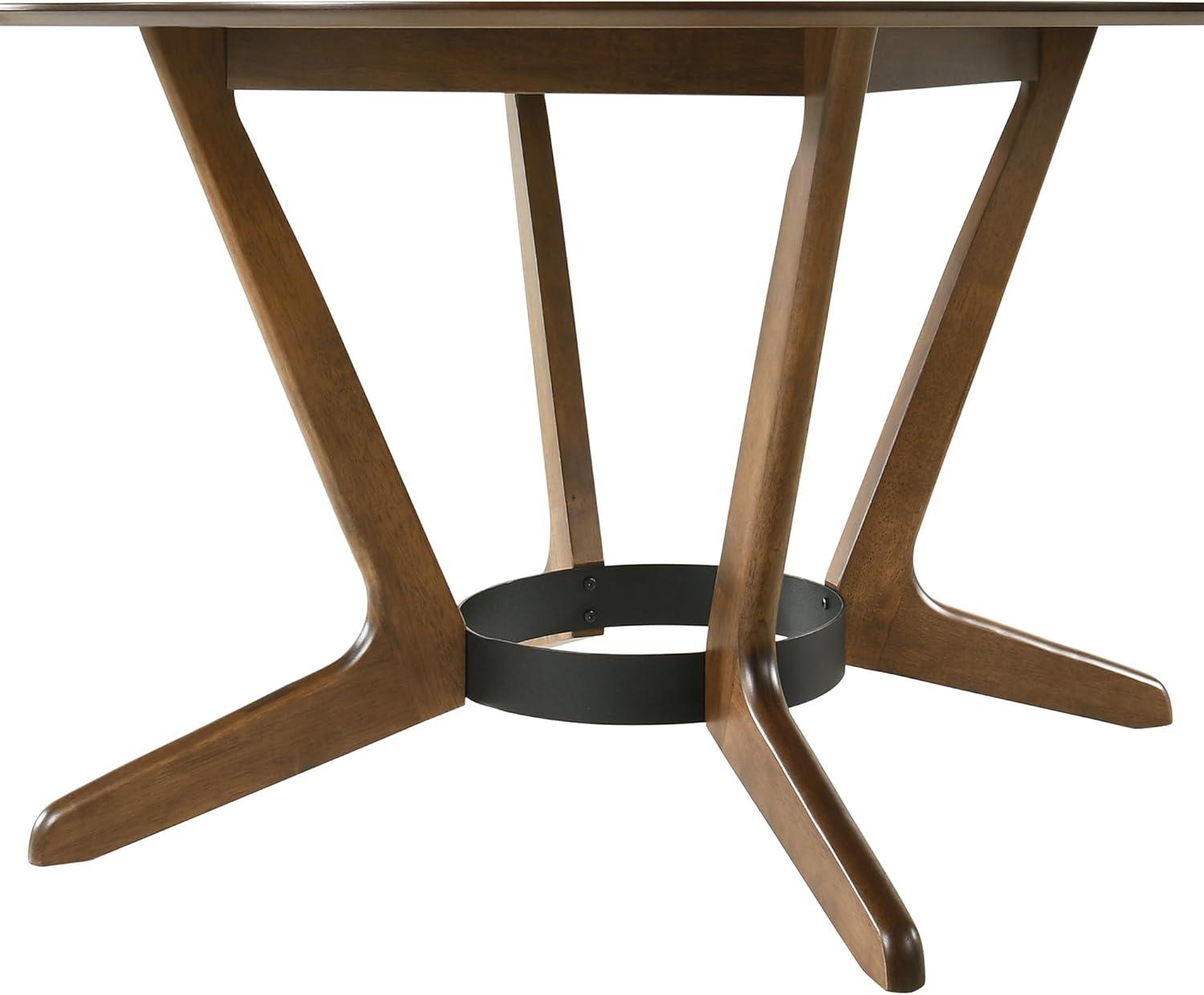 Santana Round Wood Dining Table in Walnut Finish