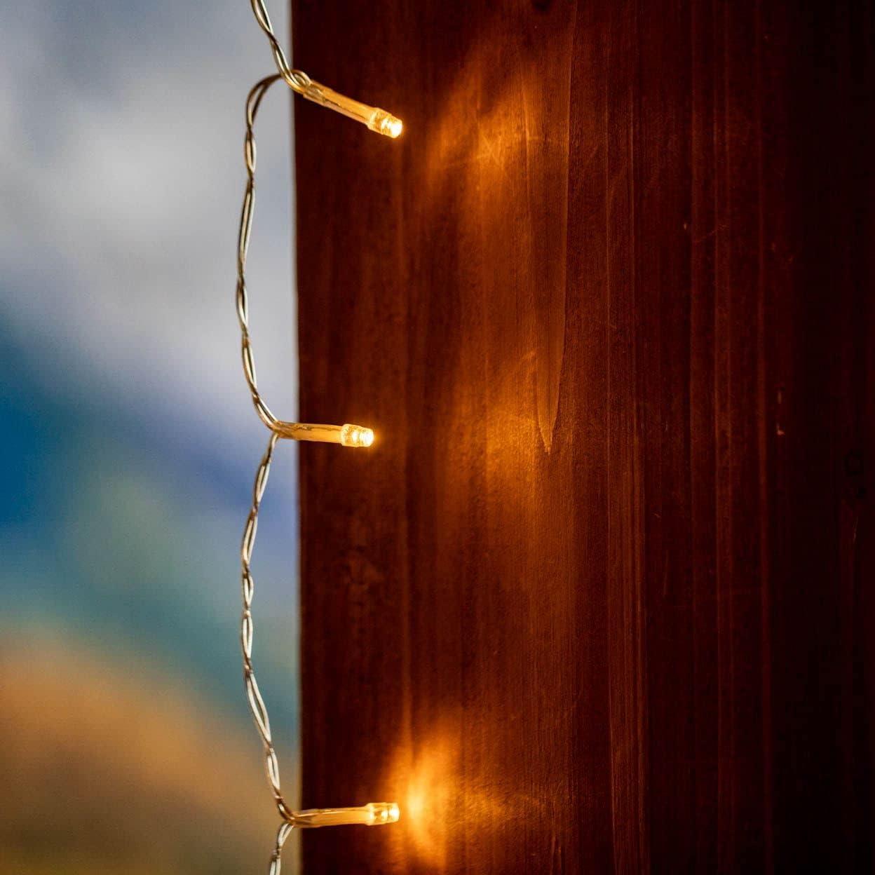 Novelty Lights LED Curtain Lights 300 LED Warm White 8 Function Non-Connectable Clear Wire