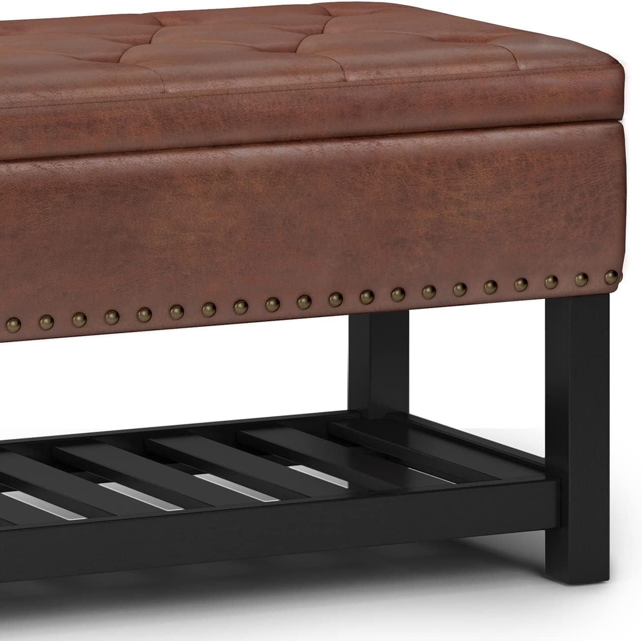 Simpli Home Lomond Faux Leather Upholstered Storage Bench