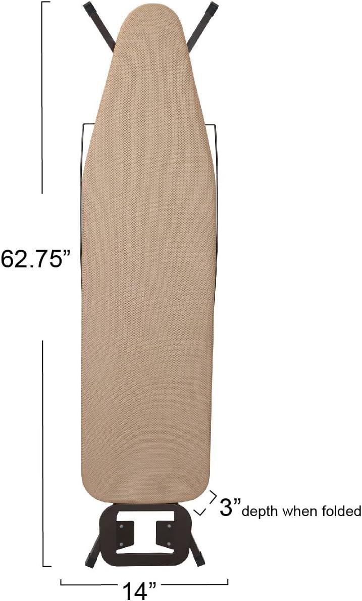 Household Essentials Ironing Center Mesh Steel Top Bronze: Adjustable Non-Slip Ironing Board with Iron Rest