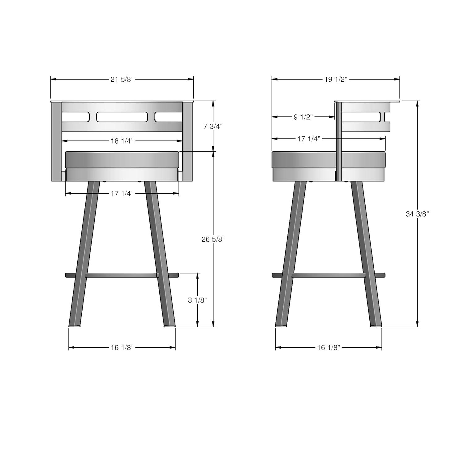 Amisco Render Upholstered Counter Height Barstool Taupe/Black: Faux Leather, Steel Frame, 26" Seat