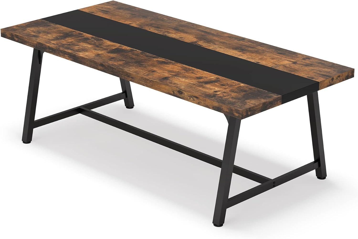 Tribesigns Dining Table for 8 People, 70.87-inch Rectangular Wood Kitchen Table with Strong Metal Frame, Industrial Large Long Dining Room Table for Big Family (Rustic Brown)