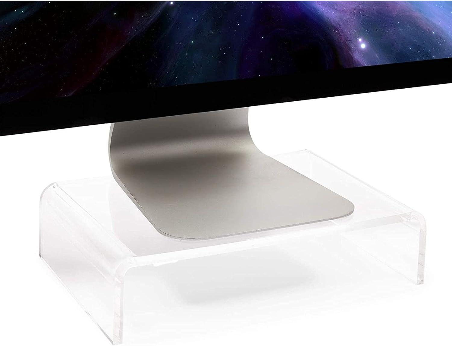 Clear Acrylic Computer Monitor Stand Riser, 12 x 8 x 3 inches