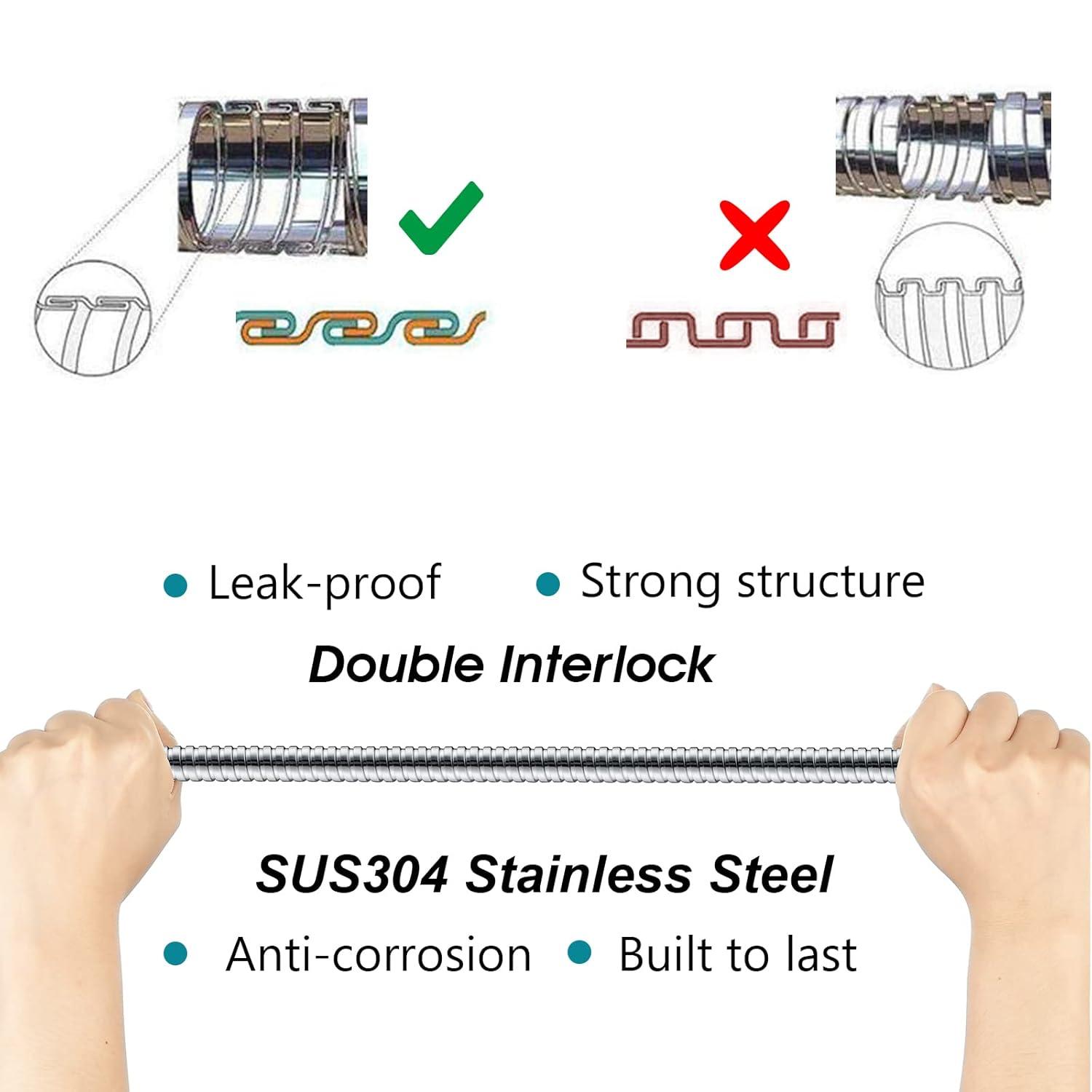 BRIGHT SHOWERS 79" Stainless Steel Shower Hose for Handheld Shower Heads, Ultra-Flexible Replacement with Brass Insert, Chrome