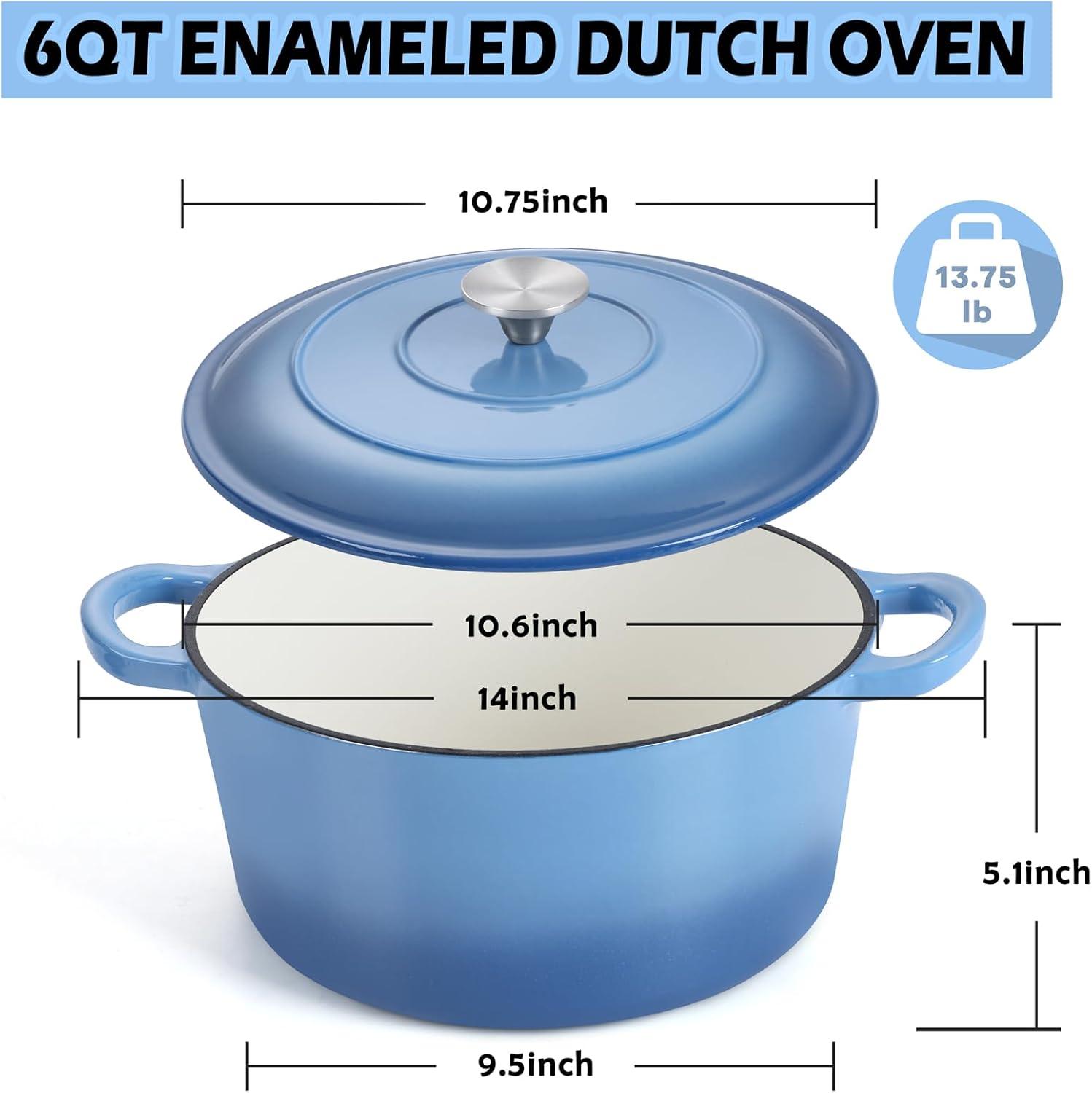 SPECIALTY FLOORING INC Dutch Oven,Enameled Cast Iron Dutch Oven Cooking Pot With Lid & Dual Handles, For Bread Baking Braising Stewing, Heavy Duty & Non Stick, Oven & All Stovetops Safe