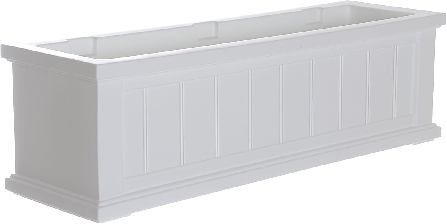 Mayne Cape Cod 36" x 11" x 10.8" Rectangle White Self-Watering Polyethylene Window Box Planter