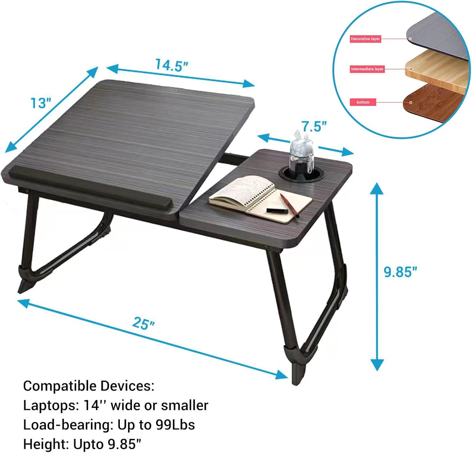 Laptop Desk for Bed, Geyryt Portable Lap Desk Bed Tray Table with Cup Holder Bed Desk for Laptop and Writing Reading Working Eating Gaming in Bed Sofa Floor (Light Weight)