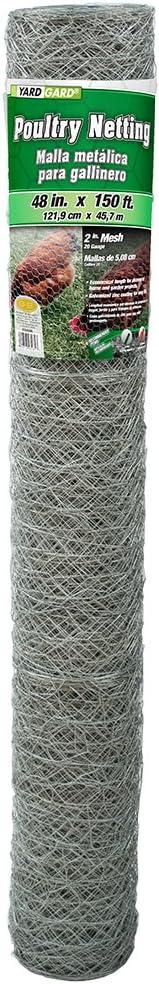 YARDGARD Chicken Wire 2 Inch Mesh 48 Inch X 150 Foot 20 Gauge Galvanized Steel Wire Fence Ideal for Crafting, Garden Protection, Bird Enclosures, Chicken Coops, Poultry Netting and Rabbit Fencing